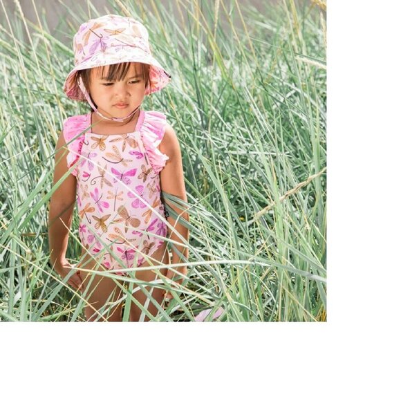 Deux par Deux Printed One Piece Swimsuit Pink Dragonflies Baby Girl 6-12M - Picture 4 of 8